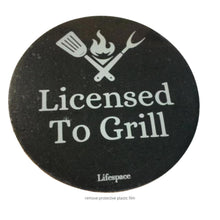 Load image into Gallery viewer, Lifespace &quot;Licensed to Grill&quot; Drinks Coasters - Set of 6 - Lifespace