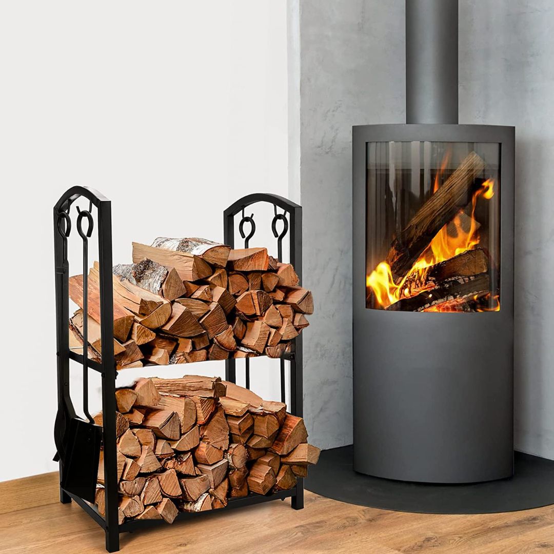 Lifespace Log Holder Set with 4 x Fireplace Tools - Lifespace