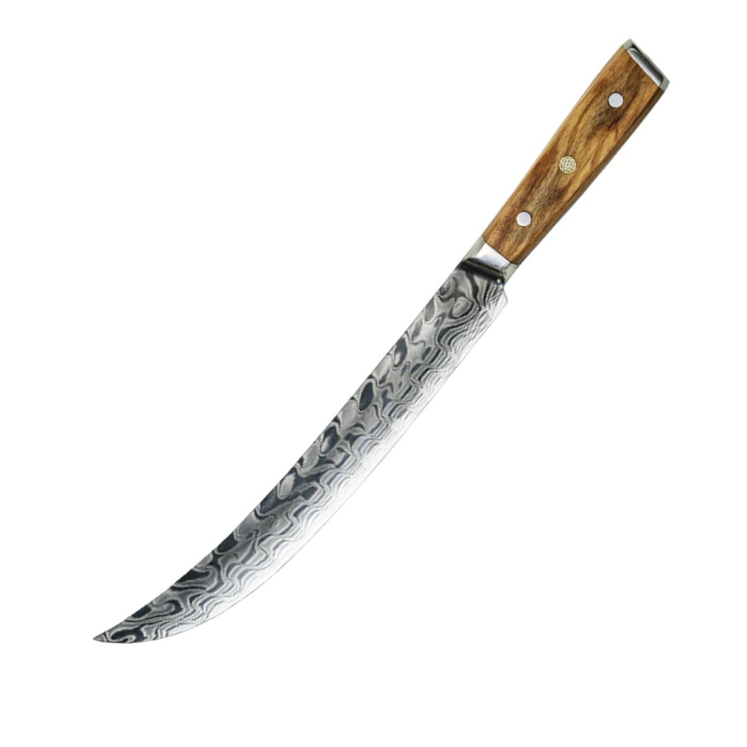 Lifespace Luxury 10" Slaughter Olive Wood Full Tang Damascus Knife - Lifespace