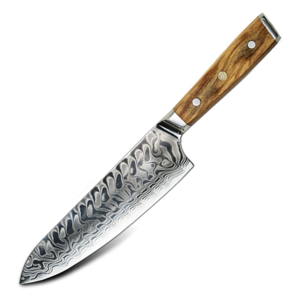 Lifespace Luxury 8" Chef Olive Wood Full Tang Damascus Knife - Lifespace