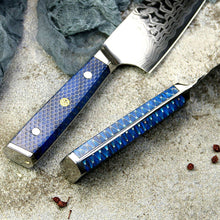 Load image into Gallery viewer, Lifespace Modern Damascus Full Tang 7&quot; Santoku Knife w/ Honeycomb Handle - Lifespace