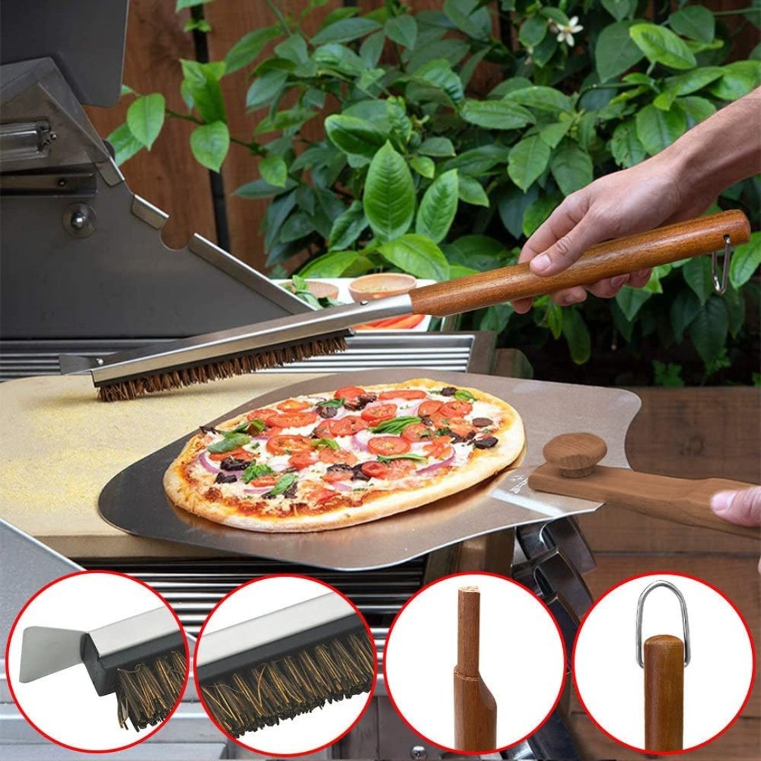 Lifespace Pizza Stone Cleaning Brush with Scraper - Lifespace