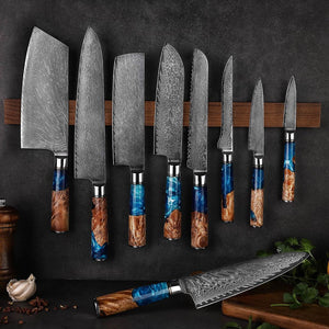Lifespace Premium 7,5" Cleaver Knife w/ Resin Handle & Full Tang Damascus Blade - Lifespace