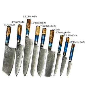 Lifespace Premium 8" Chef Knife w/ Resin Handle & Full Tang Damascus Blade - Lifespace