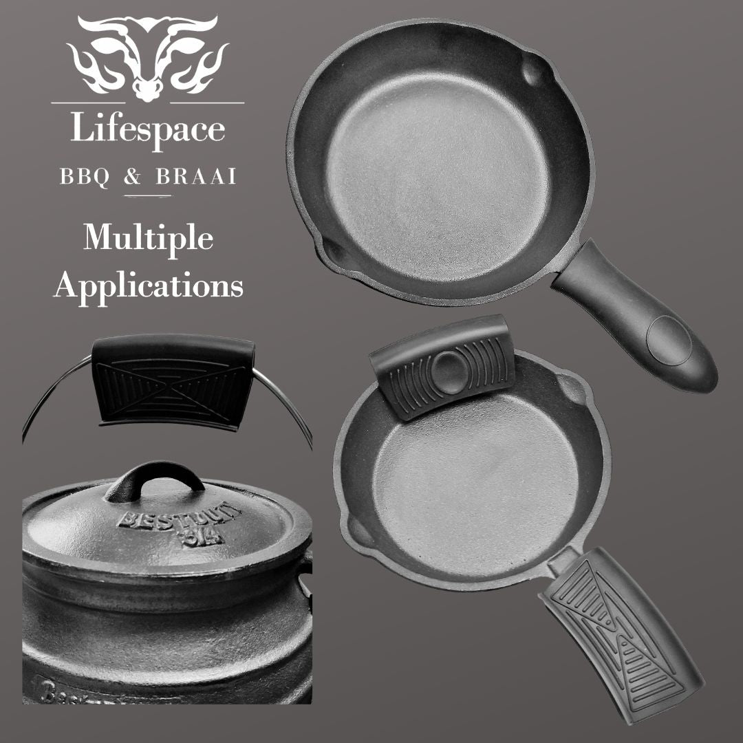 Lifespace Quality Silicone Black Pot Clamp & Sheath Handle Kit - 6pc - Lifespace
