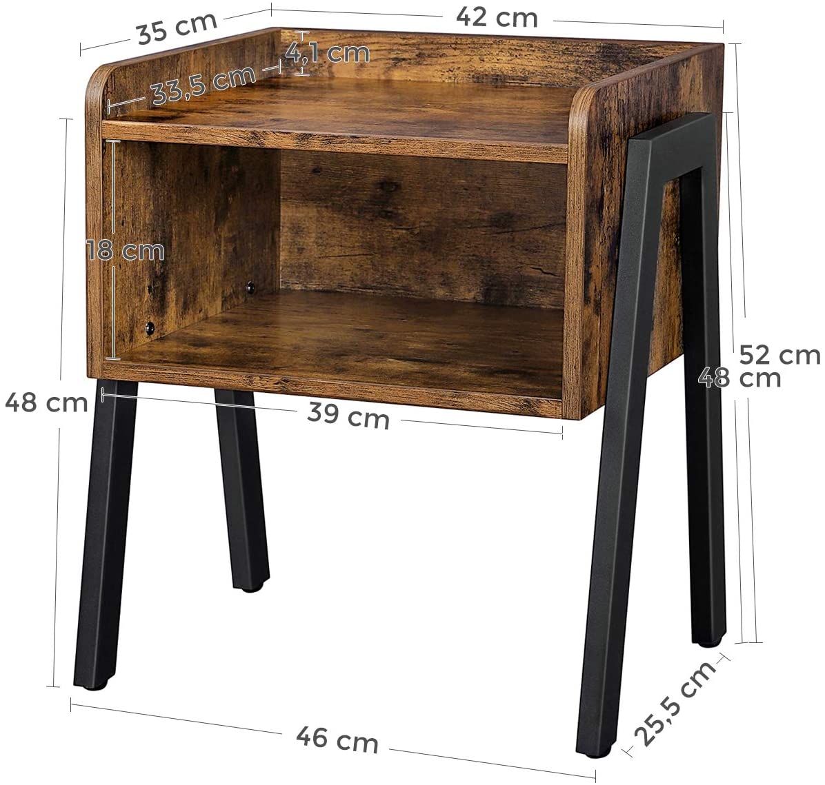 Lifespace Retro Industrial Nightstand Stackable Side Table / Night Stand - Lifespace