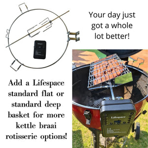 Lifespace Rotisserie Ring for 57cm Kettle Braai with Motor, Shaft & Prongs - Lifespace