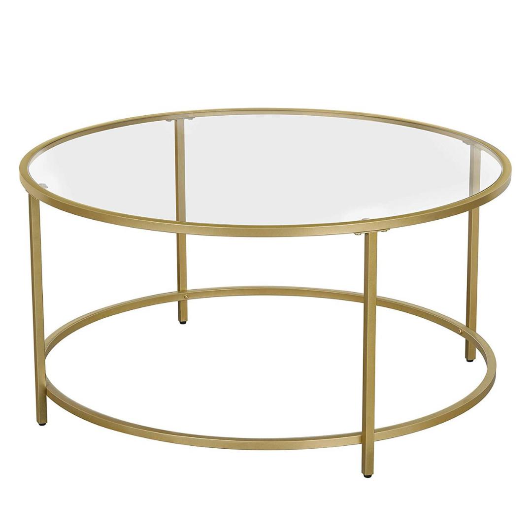 Lifespace Round Glass Coffee Centre Table with Gold Frame - Lifespace