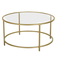 Load image into Gallery viewer, Lifespace Round Glass Coffee Centre Table with Gold Frame - Lifespace