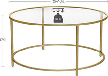 Load image into Gallery viewer, Lifespace Round Glass Coffee Centre Table with Gold Frame - Lifespace