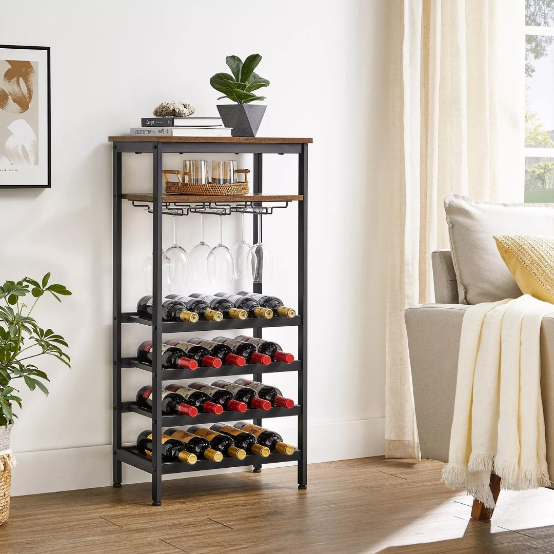 Lifespace Rustic Industrial 20 Bottle Wine Rack - Lifespace