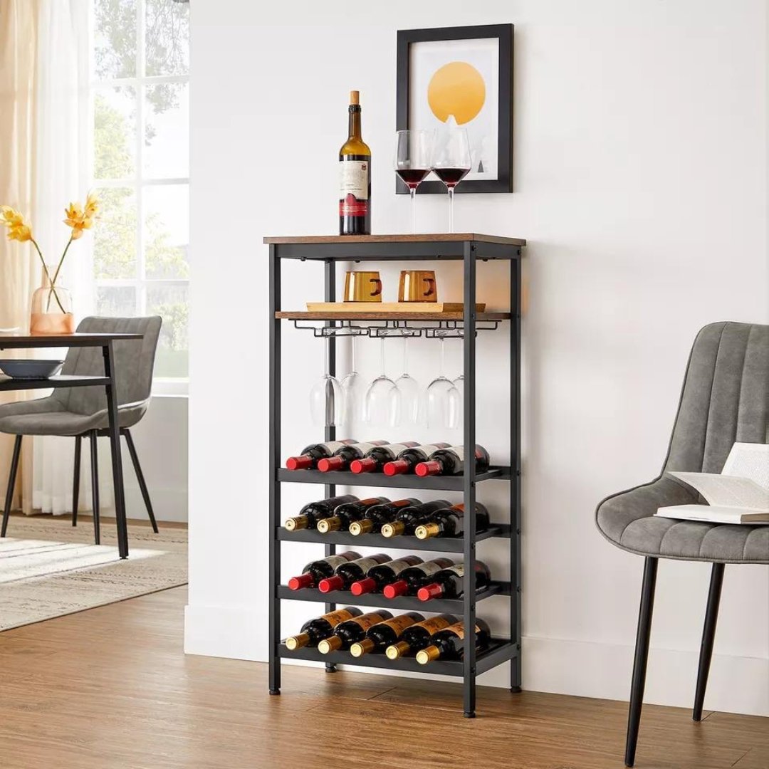Lifespace Rustic Industrial 20 Bottle Wine Rack - Lifespace