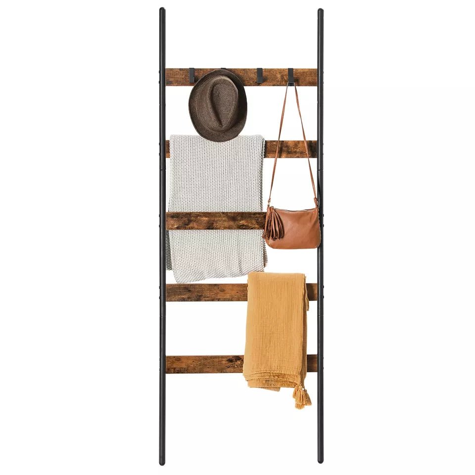 Lifespace Rustic Industrial Blanket & Towel Ladder Rail with Hooks - Lifespace