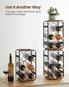 Lifespace Rustic Industrial Countertop Wine Rack - 6-Bottle Wine Holder - Lifespace