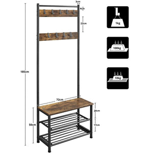 Lifespace Rustic Industrial Hall Stand & Shoe Rack - Lifespace