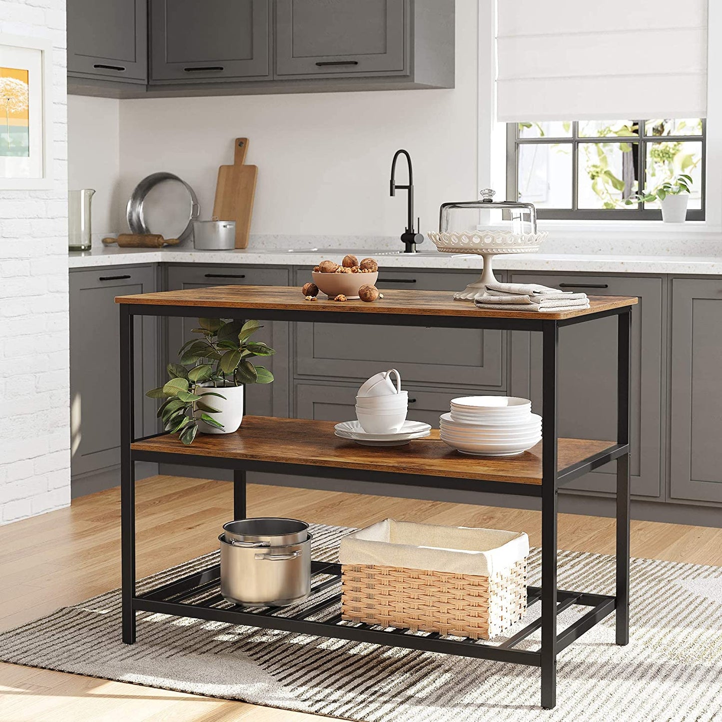 Lifespace Rustic Industrial Kitchen Island Work Table - Lifespace