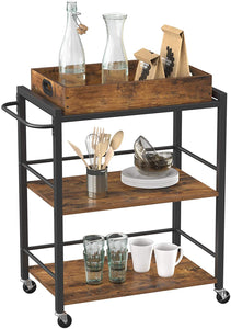 Lifespace Rustic Industrial Serving Cart with Wheels & Handle - Lifespace