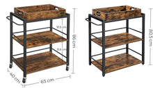 Load image into Gallery viewer, Lifespace Rustic Industrial Serving Cart with Wheels &amp; Handle - Lifespace