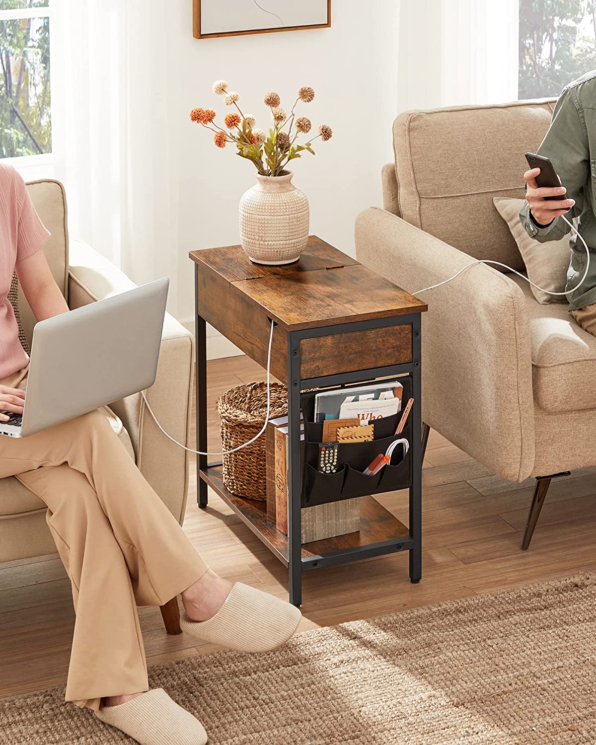 Lifespace Side Table with Power Outlet & USB Charging Ports - Lifespace