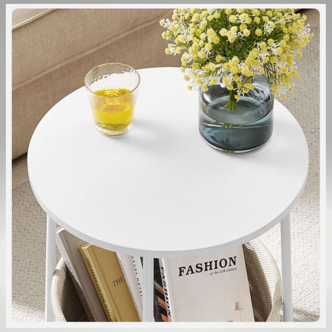 Lifespace White Coffee Side Table with Storage Basket - Lifespace
