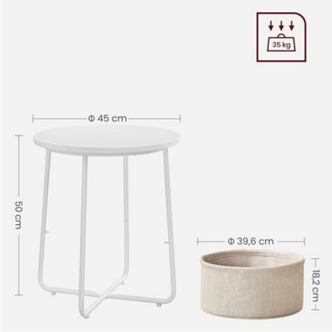 Lifespace White Coffee Side Table with Storage Basket - Lifespace