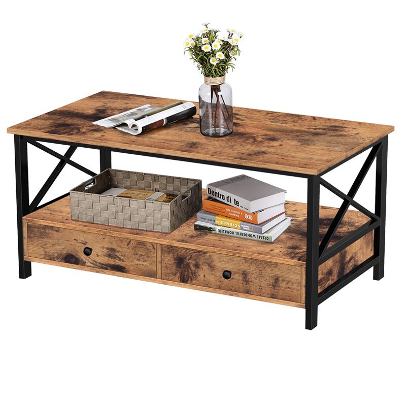 Lifespace Wood & Metal Coffee Table With Drawers & Storage Shelf - Lifespace