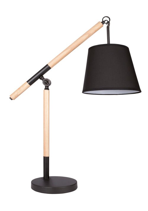 Metal and Wood Table Lamp with Black Fabric Shade - Lifespace