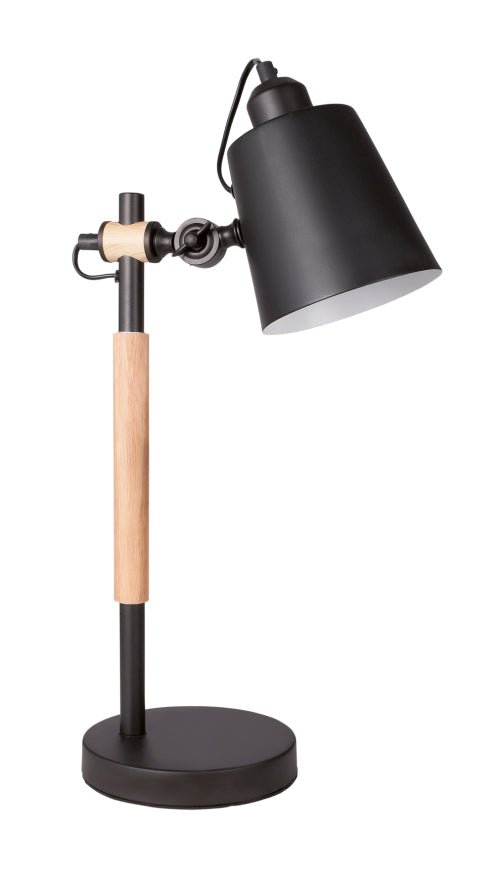 Metal and Wood Table Lamp with Metal Shade, Adjustable -1x 60W ES - Lifespace