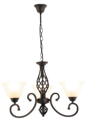 Metal Chandelier with Alabaster Glass -3 Light - Lifespace