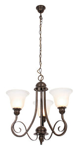 Metal Chandelier with Alabaster Glass -3 x 60W ES Width 500mm Height 550mm Chain 1000mm - Lifespace