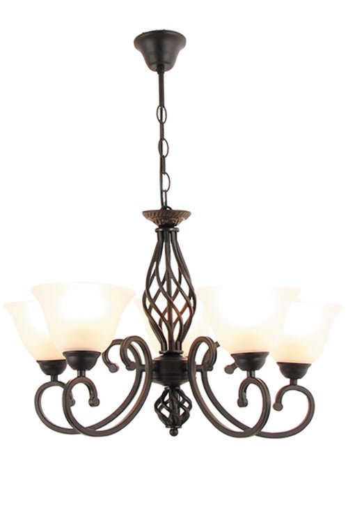 Metal Chandelier with Alabaster Glass - 5 Light - Lifespace