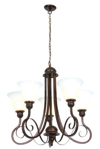 Metal Chandelier with Alabaster Glass - 5 Light - Lifespace
