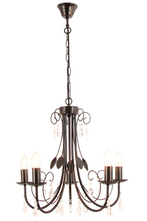 Metal Chandelier with Clear Acrylic Crystals -5 Light - Lifespace