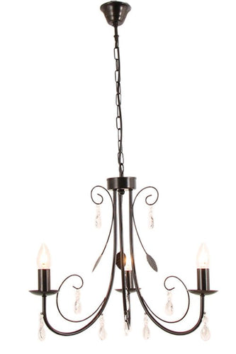 Metal Chandelier with Clear Arcylic Crystals - 3 Light - Lifespace