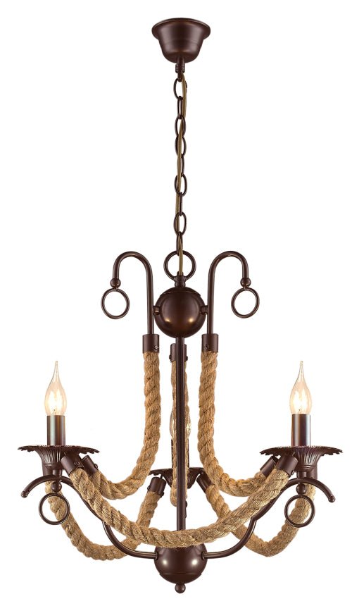 Metal Chandelier with Rope - 3 Light - Lifespace