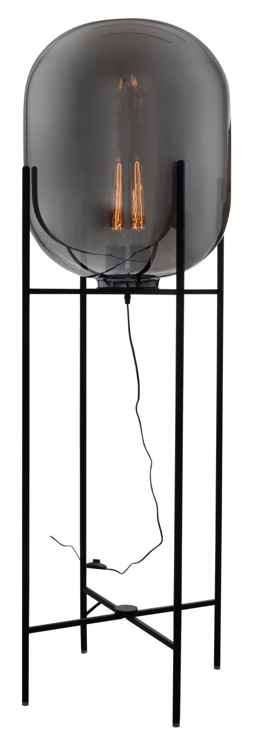 Metal Floor Lamp with Smoke Colour Glass - Lifespace