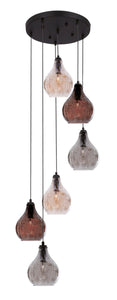 Metal Pendant with Crackle Glass - 6 Light - Lifespace