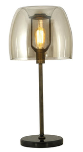 Metal Table Lamp with Cognac Colour Glass -1 X 60W ES/11W ES - Lifespace
