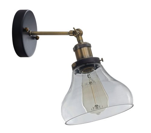Pendant Antique Brass Wall Bracket with Clear Glass and Adjustable Arm - Lifespace