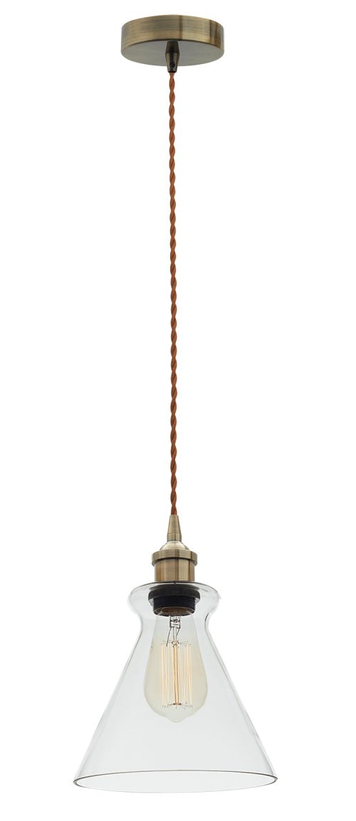 Pendant Antique Bronze Cord Pendant with Clear Glass - Lifespace