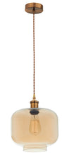 Load image into Gallery viewer, Pendant Brown Bronze Cord Pendant with Amber Glass - Lifespace