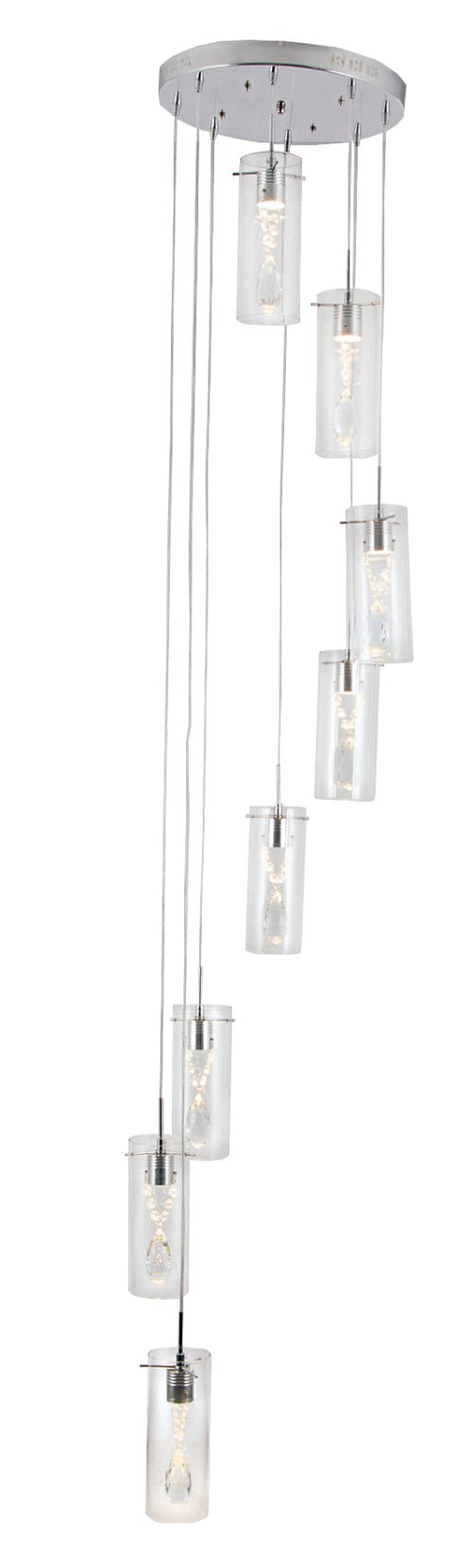 Pendant Crystal Polished Chrome LED With Clear Glass and Crystals -8 Light - Lifespace