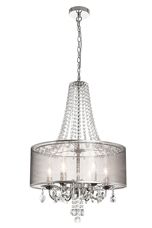Pendant Polished Chrome with Crystals and Transparent Silver Shade -6 Light - Lifespace