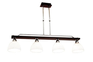 Polished Chrome and Wood Chandelier with White Glass Adjustable Rod -4 x 40W SES - Lifespace