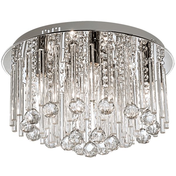 Polished Chrome Ceiling Fitting with Glass and Crystals CF298 CHROME - Lifespace