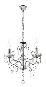 Polished Chrome Chandelier with Crystals -3 x60W SES Width 430mm Height 500mm Chain 1000mm - Lifespace