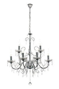 Polished Chrome Chandelier with Crystals -9 x 60W SES Width 660m Height 850mm Chain 1800mm - Lifespace