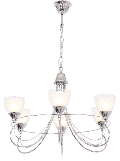 Polished Chrome Chandelier with Frosted Inner and Clear Outer Glass -6x 40W G9 (Excluded) - Lifespace