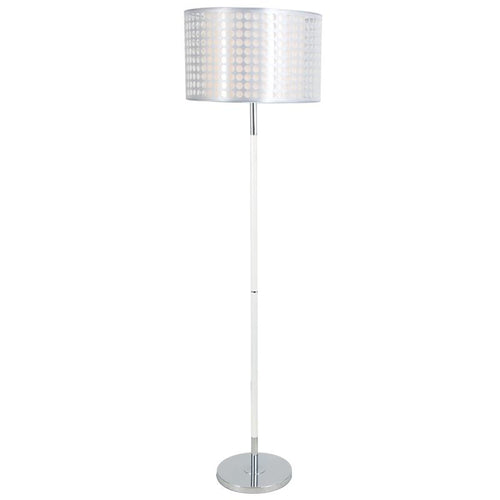 Polished Chrome Floor Lamp with Silver Patterned Outer Shade and White Inner - Lifespace