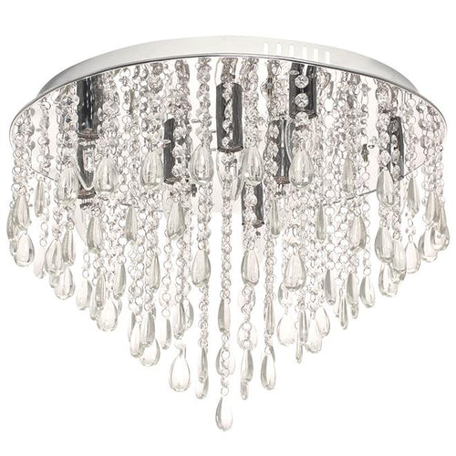 Polished Chrome LED Ceiling Fitting with Glass and Acrylic Crystals - Lifespace